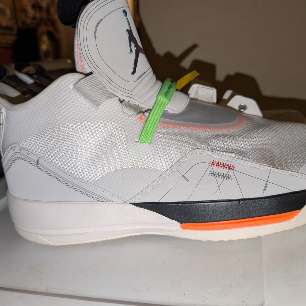 White and Orange Athletic Sneakers